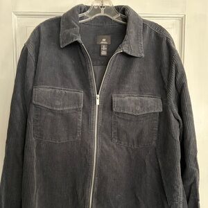 H&M Men's Charcoal Corduroy Zip Shirt Jacket